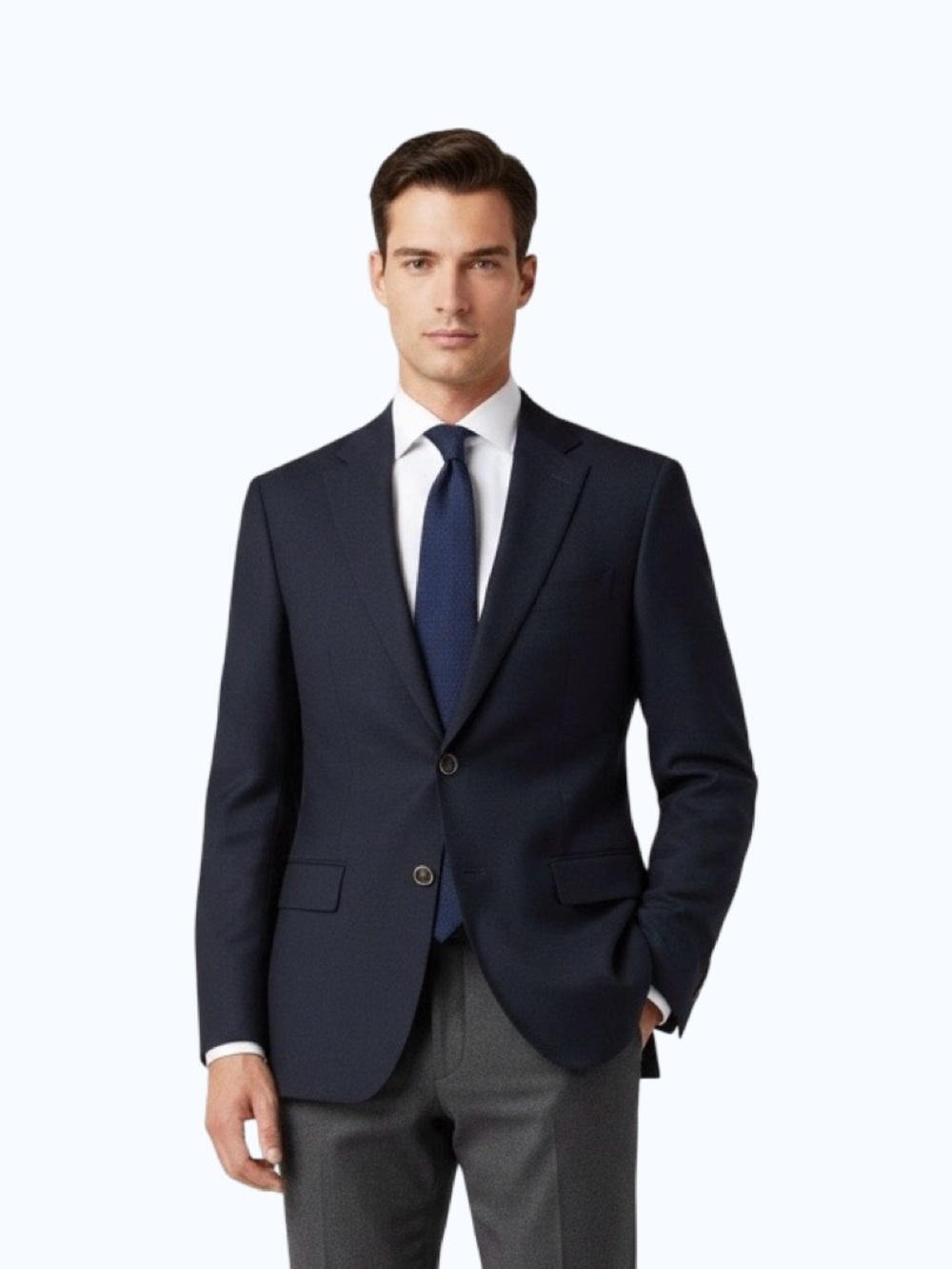 Joseph Abboud Blazer Mens 40 Reg Navy Heritage Super 110s Wool Two Metal Button
